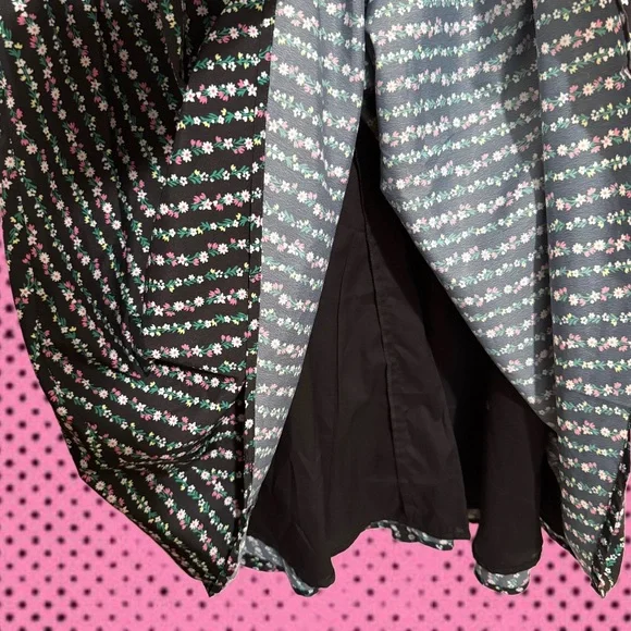 Fever London Heritage Black Floral Maxi Dress Cute Girly Prairie Feminine SZ 2 - Picture 4 of 5